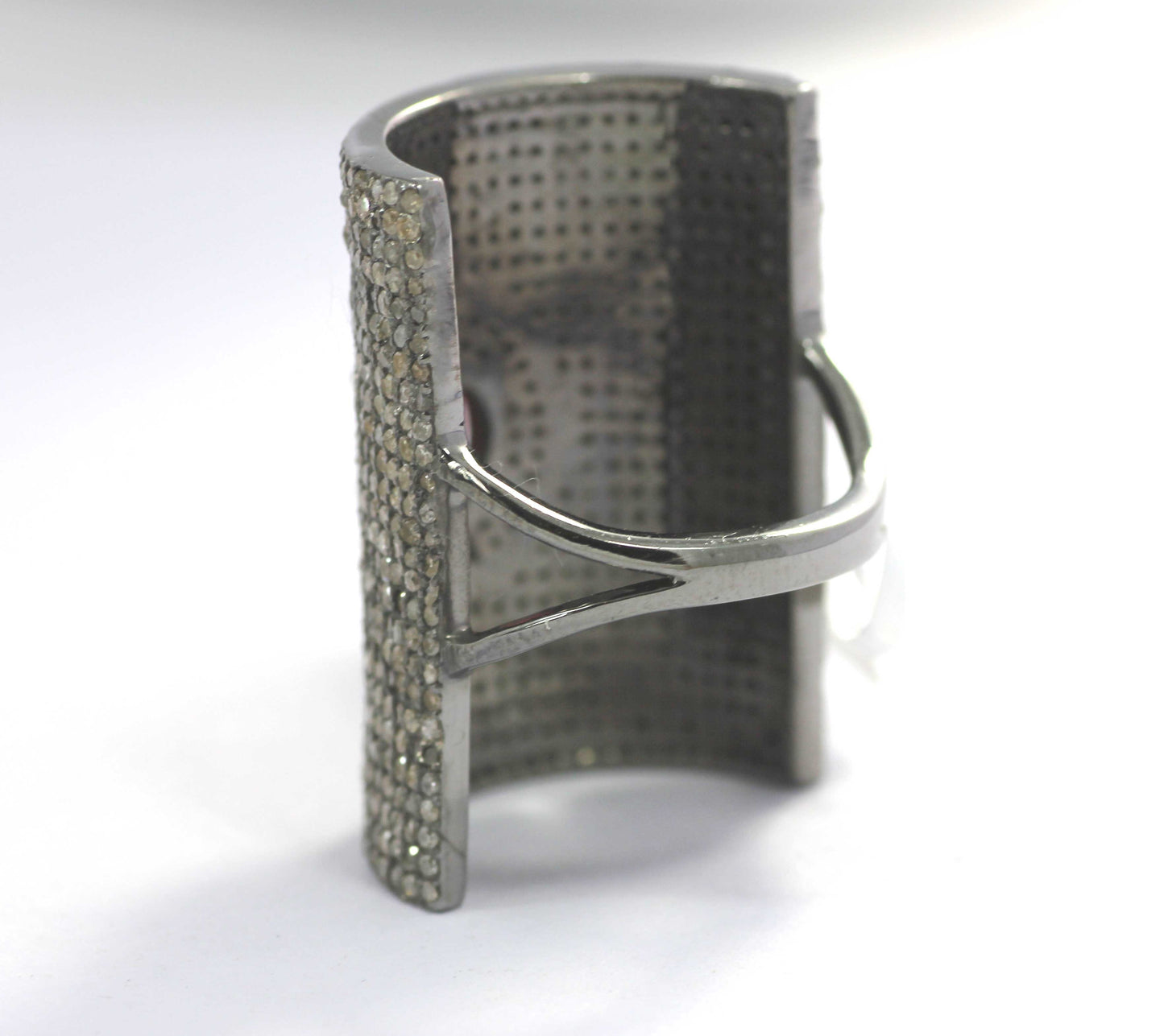 Silver Pave Diamond Ring .925 Oxidized Sterling Silver Diamond Ring, Genuine handmade pave diamond Ring.