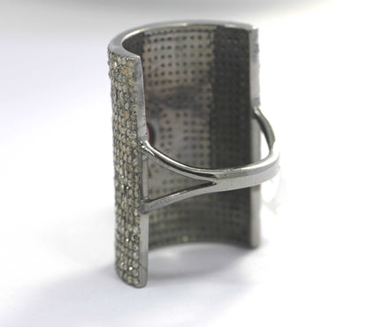 Silver Pave Diamond Ring .925 Oxidized Sterling Silver Diamond Ring, Genuine handmade pave diamond Ring.