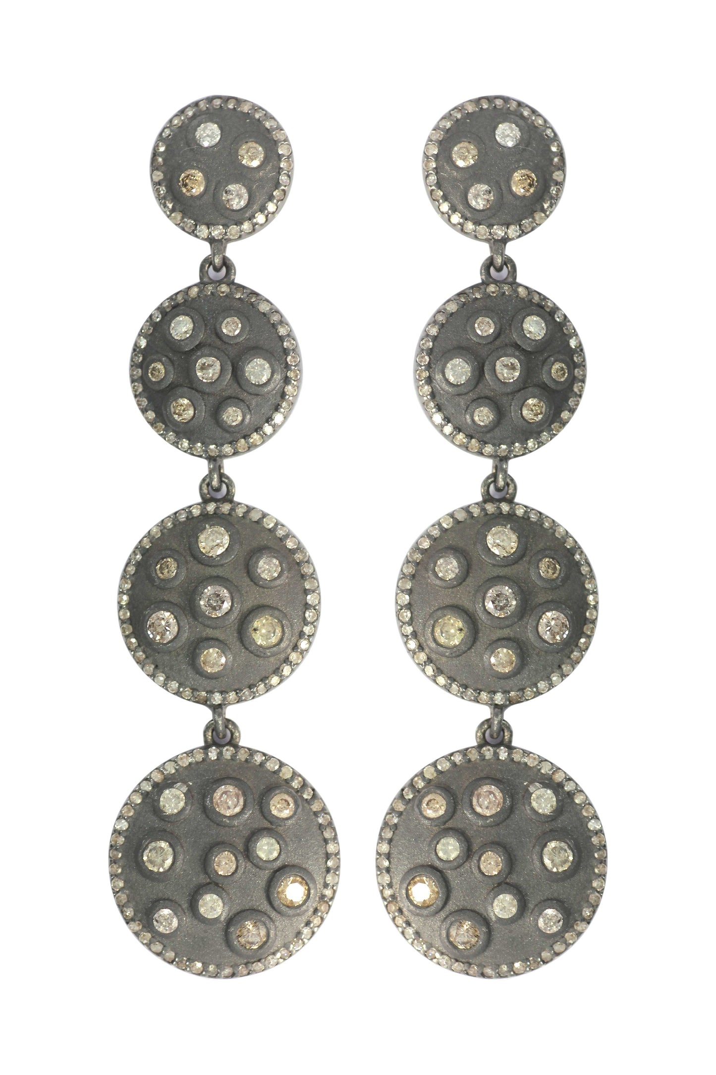 Round shape Diamond Silver Earring