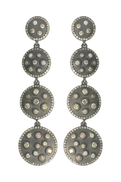 Round shape Diamond Silver Earring