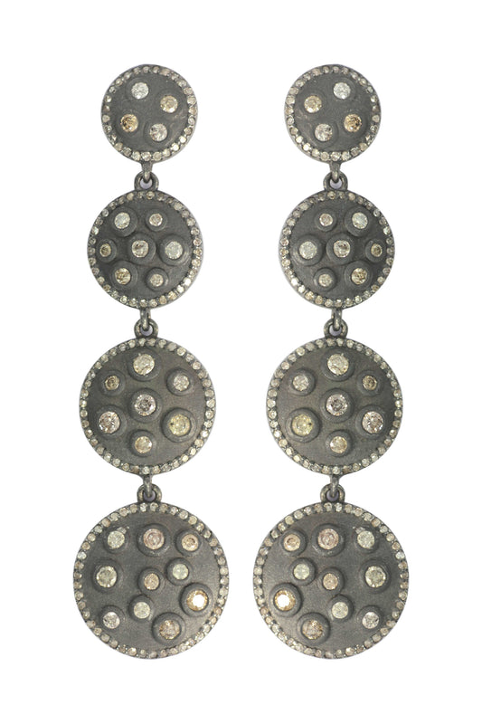 Round shape Diamond Silver Earring