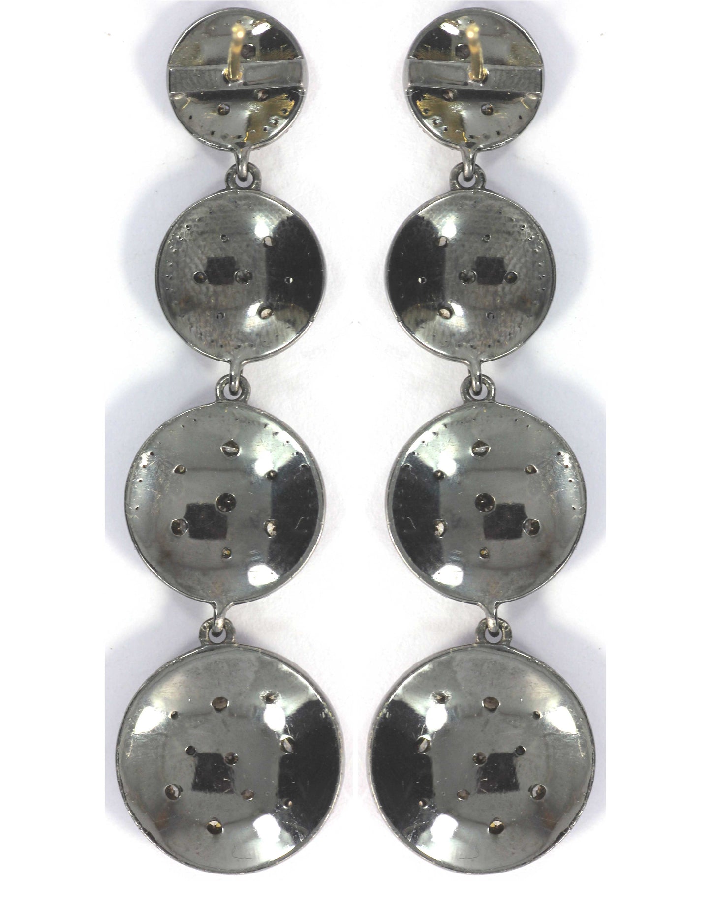 Round shape Diamond Silver Earring