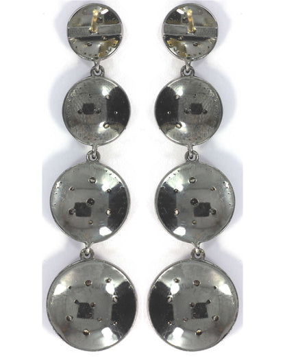 Round shape Diamond Silver Earring