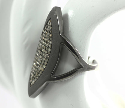Marquise Shape Silver Pave Diamond Ring