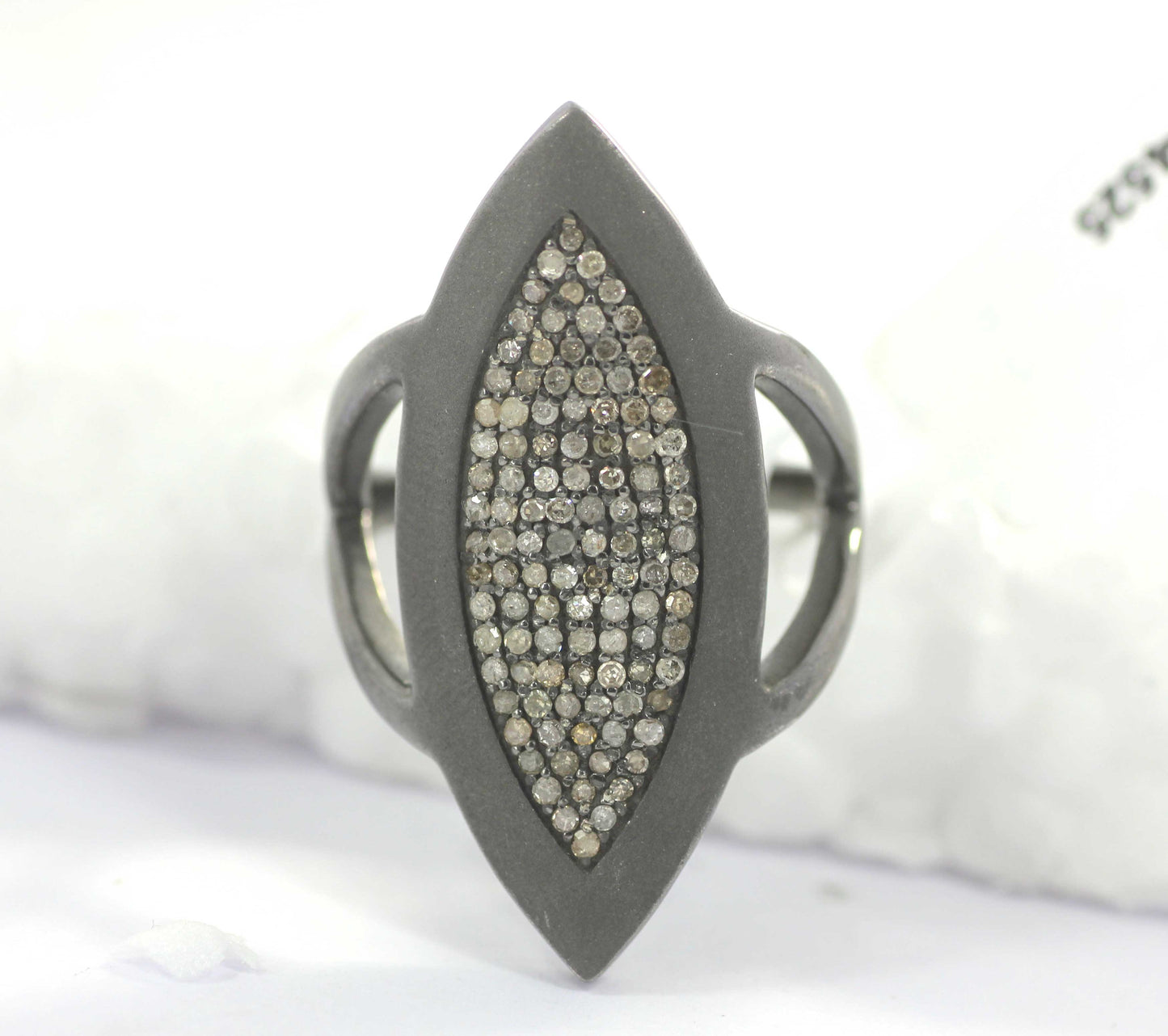 Marquise Shape Silver Pave Diamond Ring