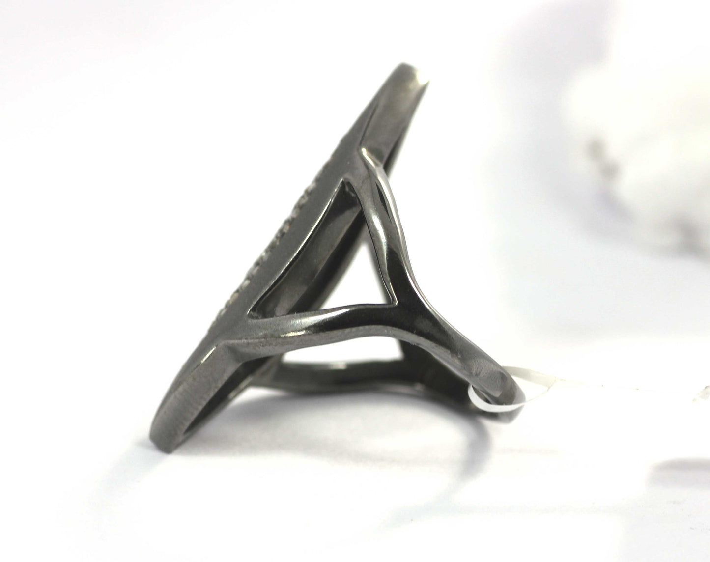 Marquise Shape Silver Pave Diamond Ring
