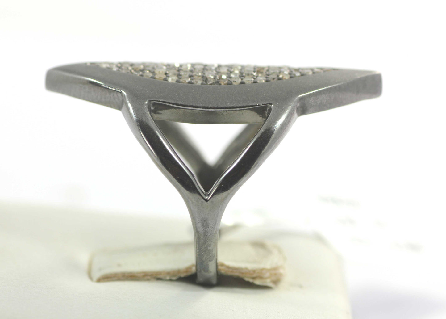 Marquise Shape Silver Pave Diamond Ring