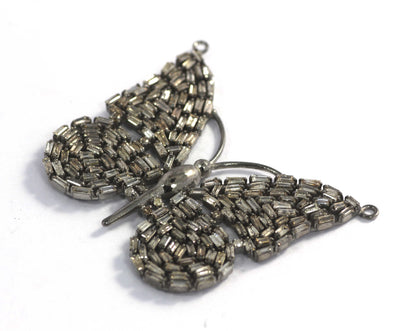 Butterfly Shape Diamond Pendant .925 Oxidized Sterling Silver Diamond Pendant, Genuine handmade pave diamond Pendant.