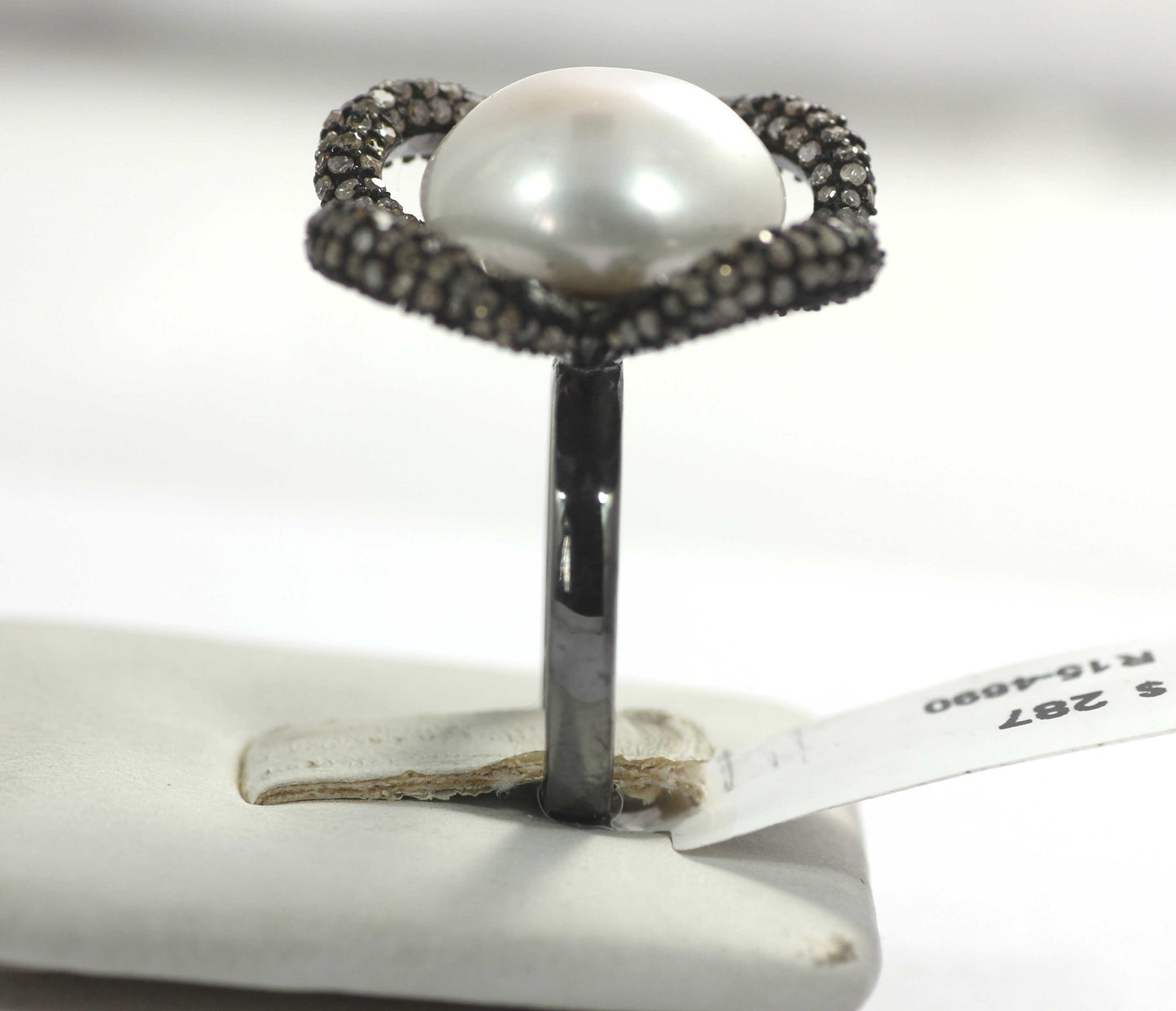 Flower Shape Silver Pave Diamond Ring