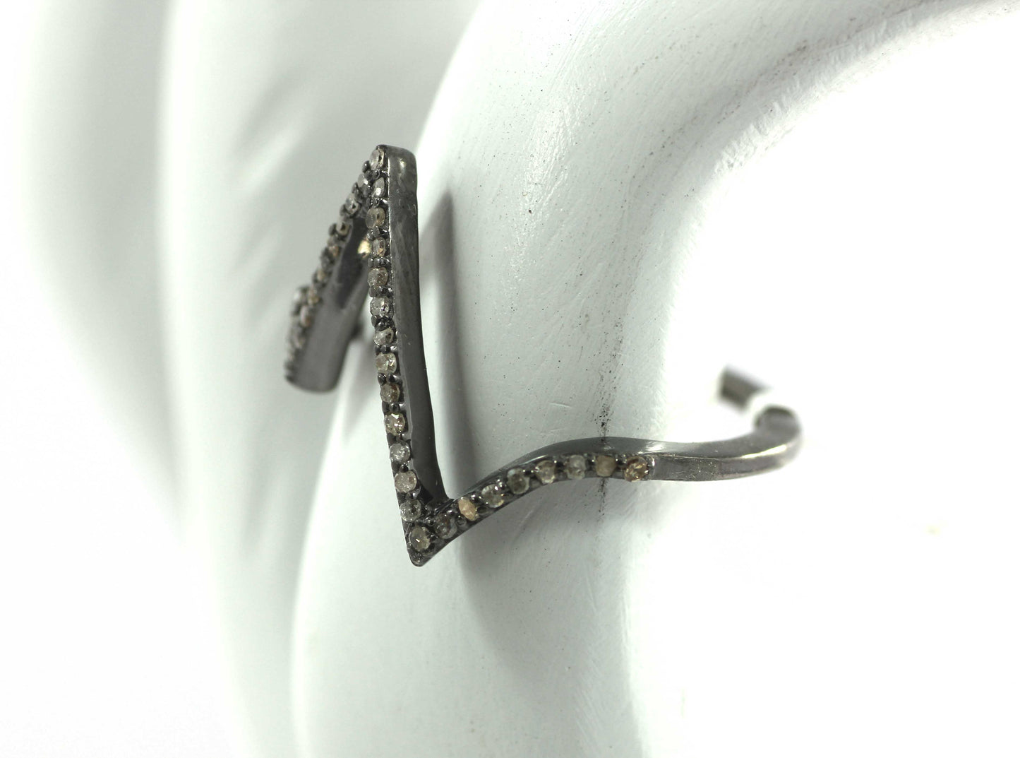 Silver Pave Diamond Ring .925 Oxidized Sterling Silver Diamond Ring, Genuine handmade pave diamond Ring.
