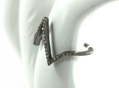Silver Pave Diamond Ring .925 Oxidized Sterling Silver Diamond Ring, Genuine handmade pave diamond Ring.
