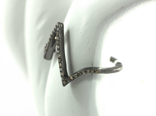 Silver Pave Diamond Ring .925 Oxidized Sterling Silver Diamond Ring, Genuine handmade pave diamond Ring.