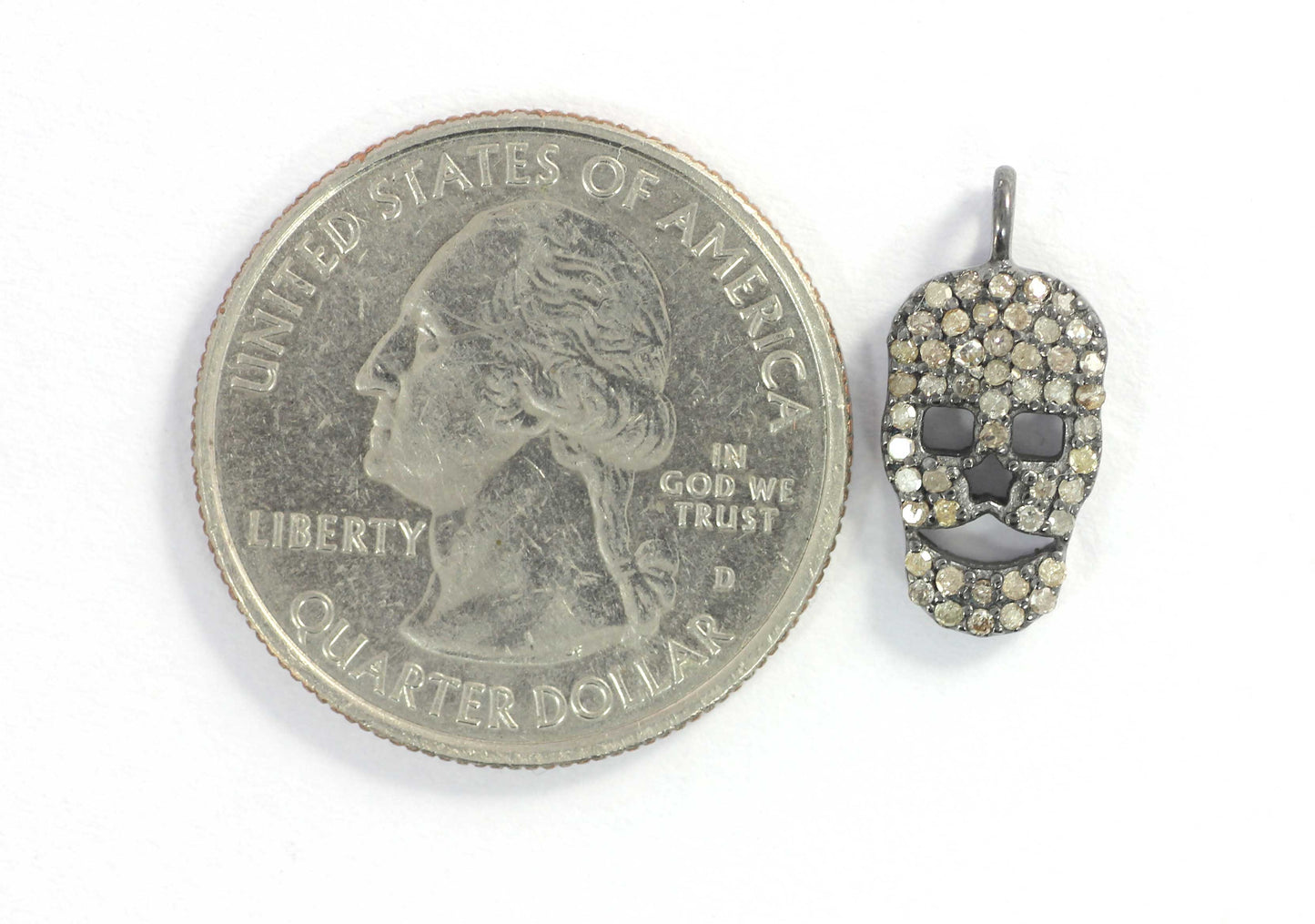 Skull Shape Diamond Pendant .925 Oxidized Sterling Silver Diamond Pendant, Genuine handmade pave diamond Pendant.