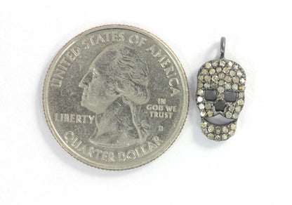 Skull Shape Diamond Pendant .925 Oxidized Sterling Silver Diamond Pendant, Genuine handmade pave diamond Pendant.