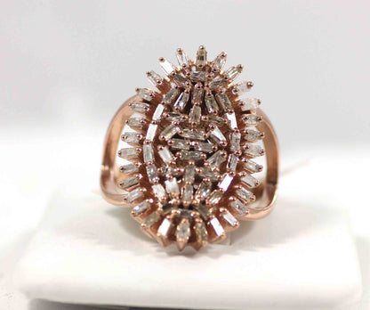 Silver Pave Tapered Baguette Diamond Ring .925 Oxidized Sterling Silver Diamond Ring, Genuine handmade pave diamond Ring.
