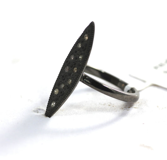 Marquise shape Pave Diamond Ring .925 Oxidized Sterling Silver Diamond Ring