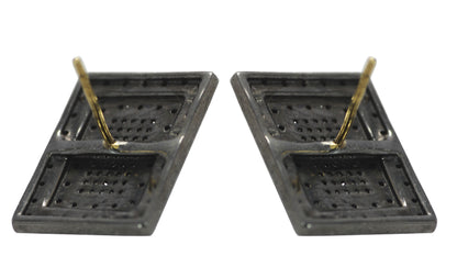 Rectangle Diamond Earring .925 Oxidized Sterling Silver Diamond Earring, Genuine handmade pave diamond Earring .