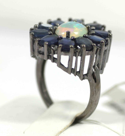 Silver Pave Diamond Ring .925 Oxidized Sterling Silver Diamond Ring, Genuine handmade pave diamond Ring Size Approx 0.84"(21x20 MM)