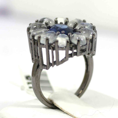 Silver Pave Diamond Ring .925 Oxidized Sterling Silver Diamond Ring, Genuine handmade pave diamond Ring Size Approx 0.84"(21x20 MM)