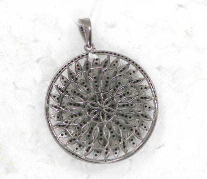 Black Spinel Charm, Pave Black Spinal ,Approx 1.80''( 45 mm) Oxidized Sterling Silver, Sterling Silver ,Black Spinel