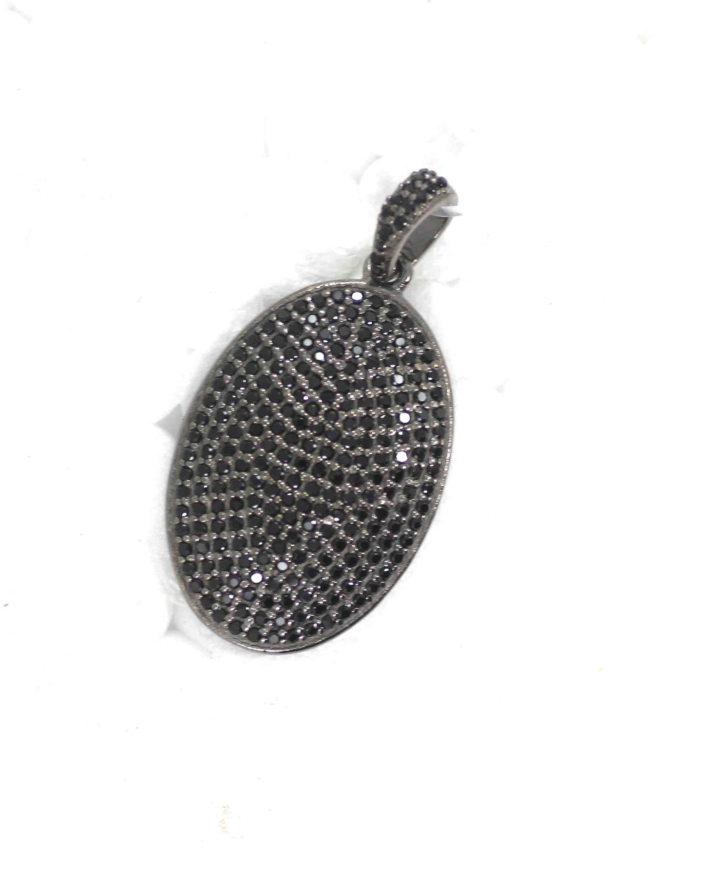 Oval Disc Black Spinel Charm