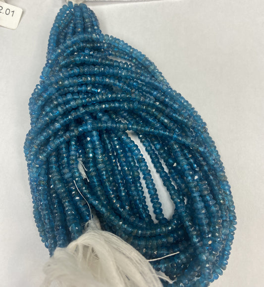 Apatite, Neon Apatite Faceted Rondelle 3-4MM