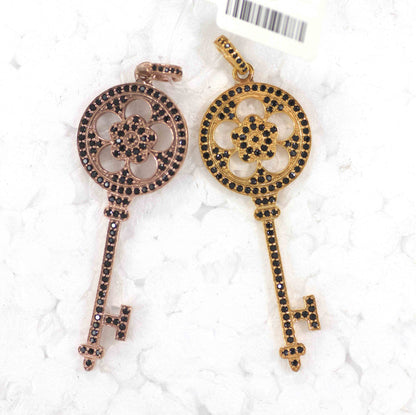 Key Shape Black Spinel Charm
