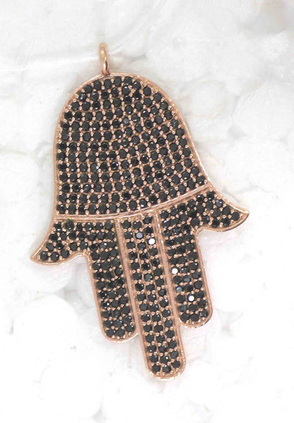 Hamsa Hand Black Spinel Charm