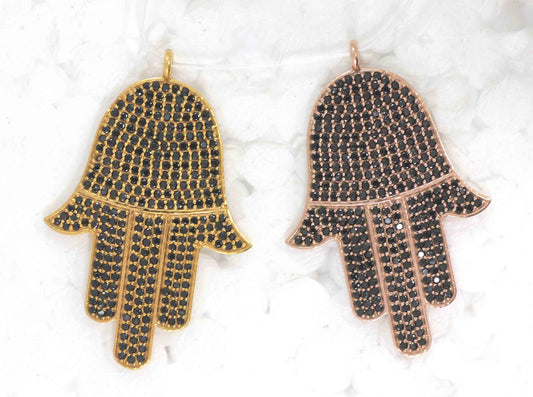 Hamsa Hand Black Spinel Charm