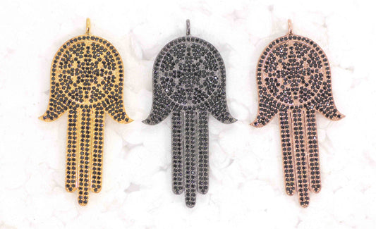 Hand Shape Black Spinal Charm, Pave Black Spinal ,Approx 1.60''( 20 x 40 mm) Oxidized ,Black Spinel
