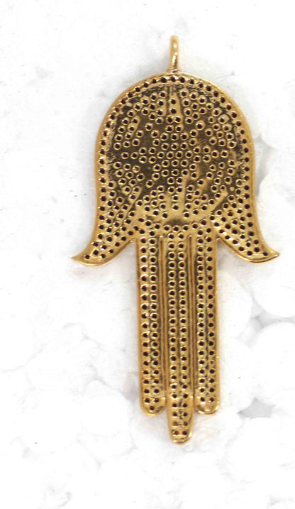 Hand Shape Black Spinal Charm, Pave Black Spinal ,Approx 1.60''( 20 x 40 mm) Oxidized ,Black Spinel