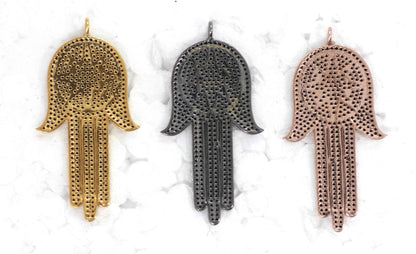 Hand Shape Black Spinal Charm, Pave Black Spinal ,Approx 1.60''( 20 x 40 mm) Oxidized ,Black Spinel