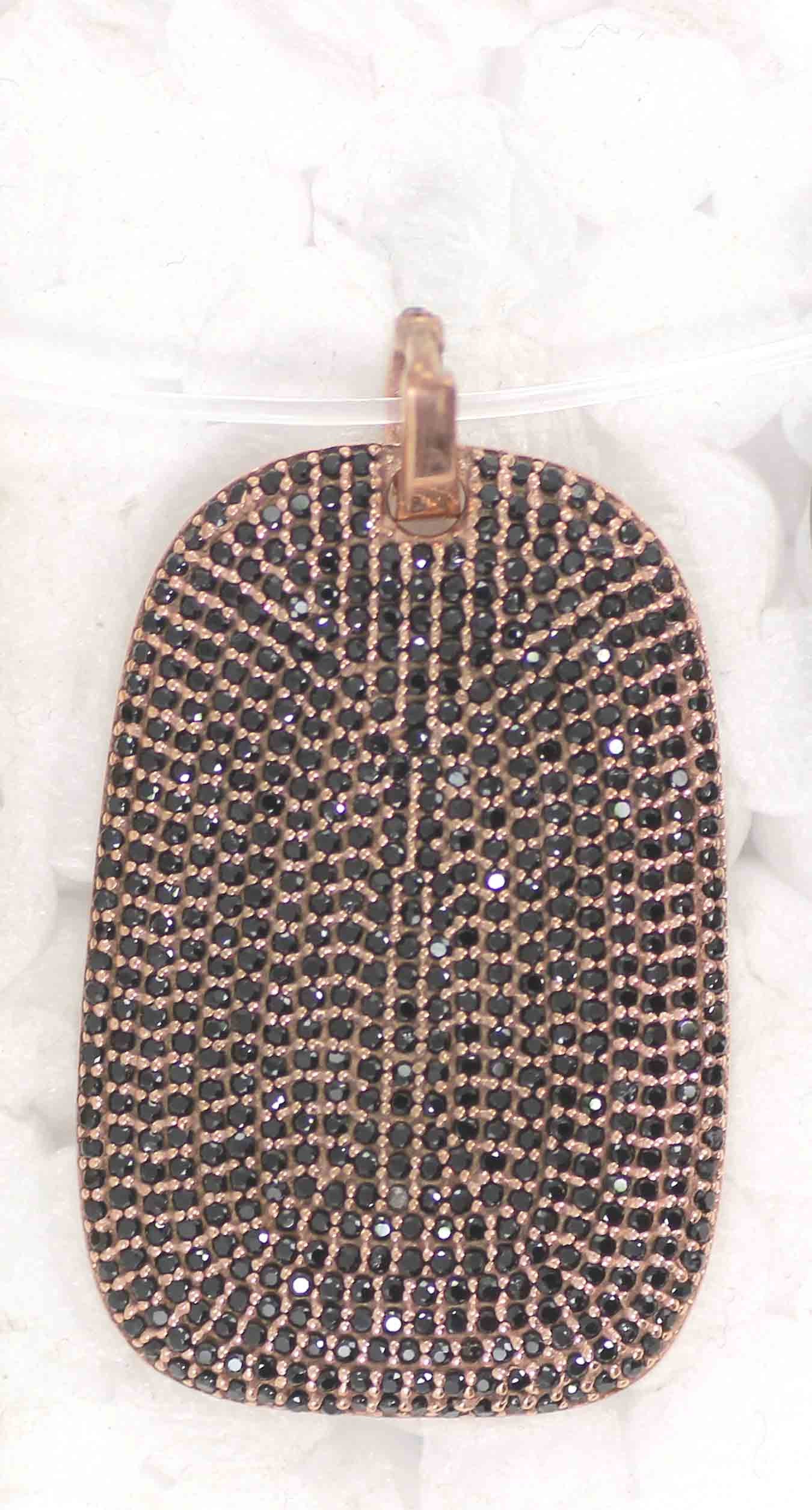 Dog Tag Black Spinel Charm