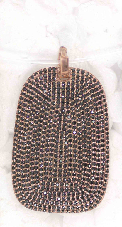 Dog Tag Black Spinel Charm