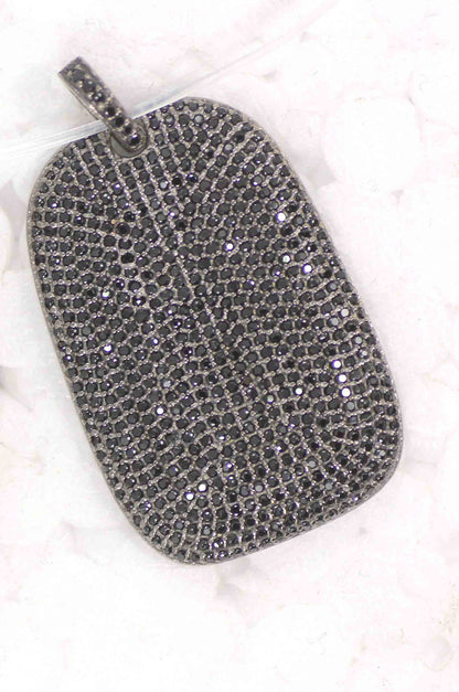 Dog Tag Black Spinel Charm