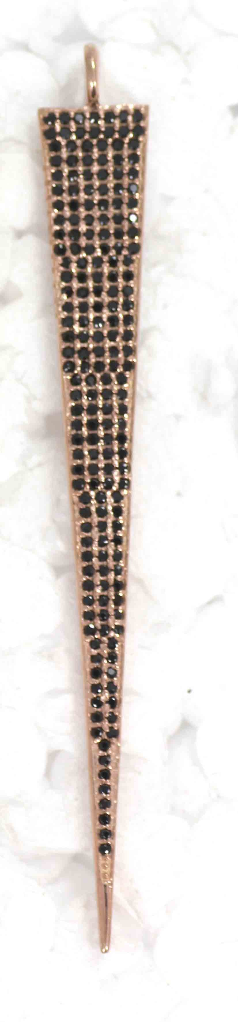 Spike Black Spinal Charm, Pave Black Spinal ,Approx 1.80''( 45 mm) Oxidized ,Black Spinel