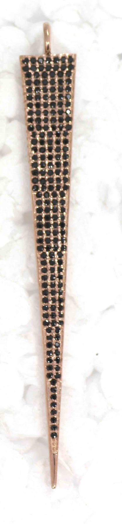 Spike Black Spinal Charm, Pave Black Spinal ,Approx 1.80''( 45 mm) Oxidized ,Black Spinel