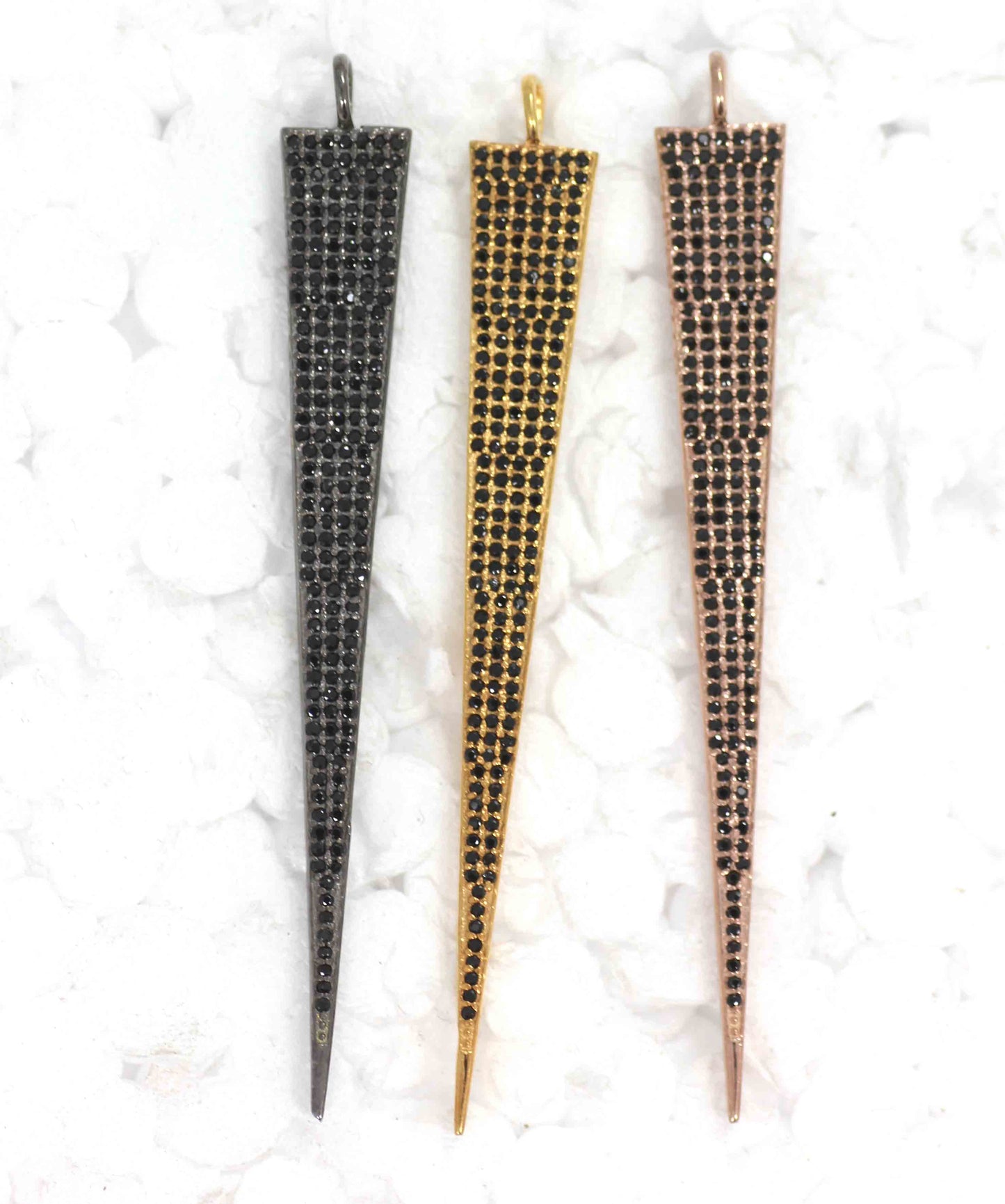 Spike Black Spinal Charm, Pave Black Spinal ,Approx 1.80''( 45 mm) Oxidized ,Black Spinel