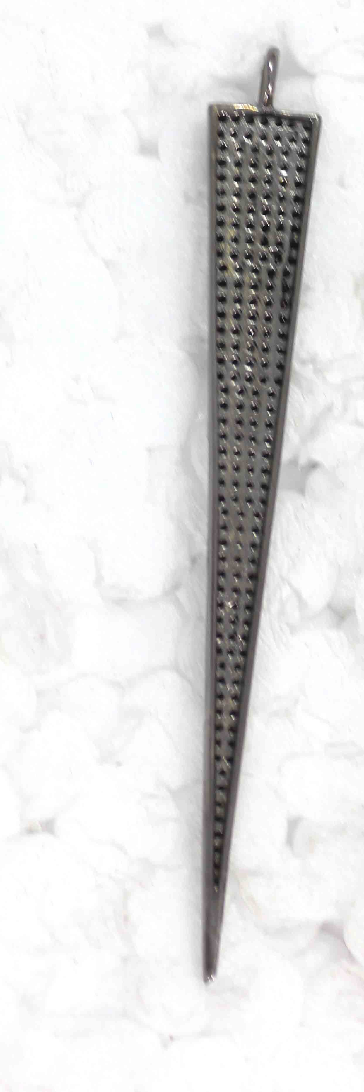 Spike Black Spinal Charm, Pave Black Spinal ,Approx 1.80''( 45 mm) Oxidized ,Black Spinel