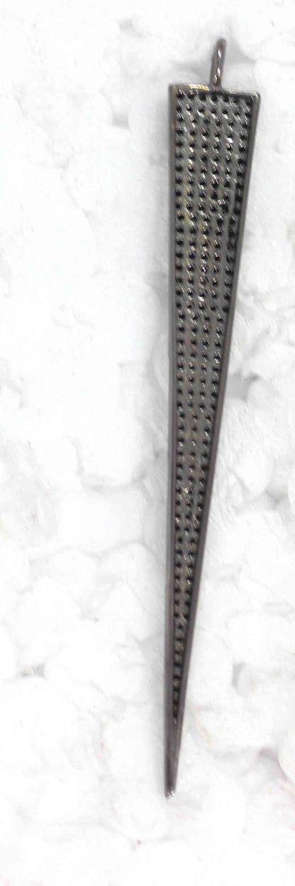 Spike Black Spinal Charm, Pave Black Spinal ,Approx 1.80''( 45 mm) Oxidized ,Black Spinel