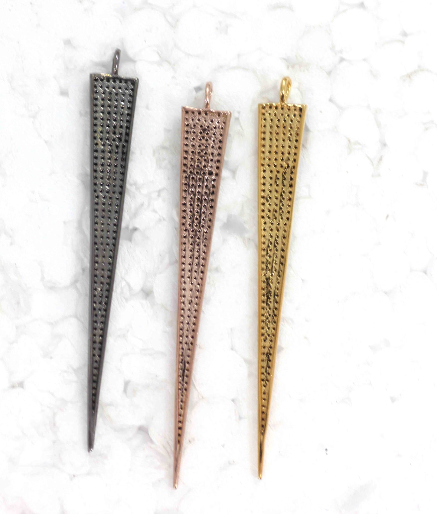 Spike Black Spinal Charm, Pave Black Spinal ,Approx 1.80''( 45 mm) Oxidized ,Black Spinel