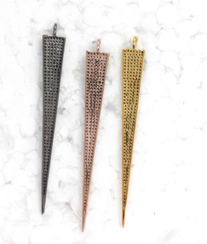 Spike Black Spinal Charm, Pave Black Spinal ,Approx 1.80''( 45 mm) Oxidized ,Black Spinel