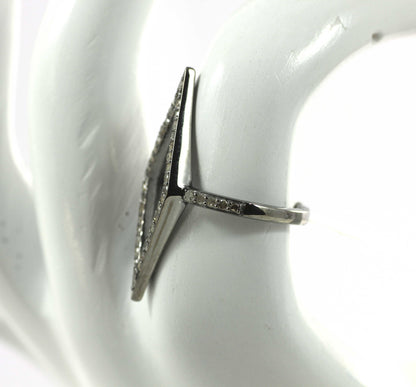 Open Silver Pave Diamond Ring .925 Oxidized Sterling Silver Diamond Ring, Genuine handmade pave diamond Ring.