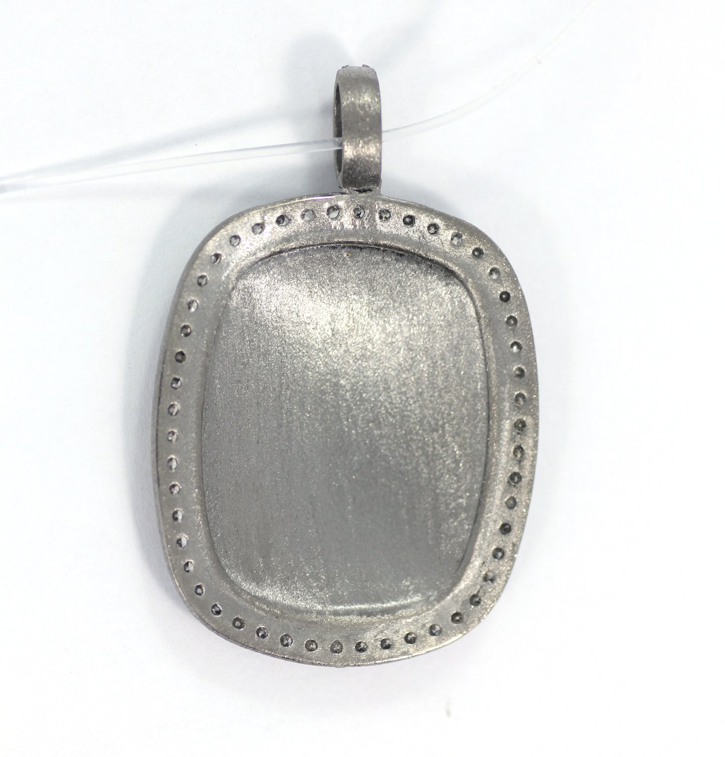 Silver Pave Diamond Pendant .925 Oxidized Sterling Silver Diamond Pendant, Genuine handmade pave diamond Pendant Size 28x30 MM