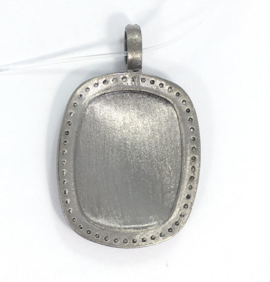 Silver Pave Diamond Pendant .925 Oxidized Sterling Silver Diamond Pendant, Genuine handmade pave diamond Pendant Size 28x30 MM