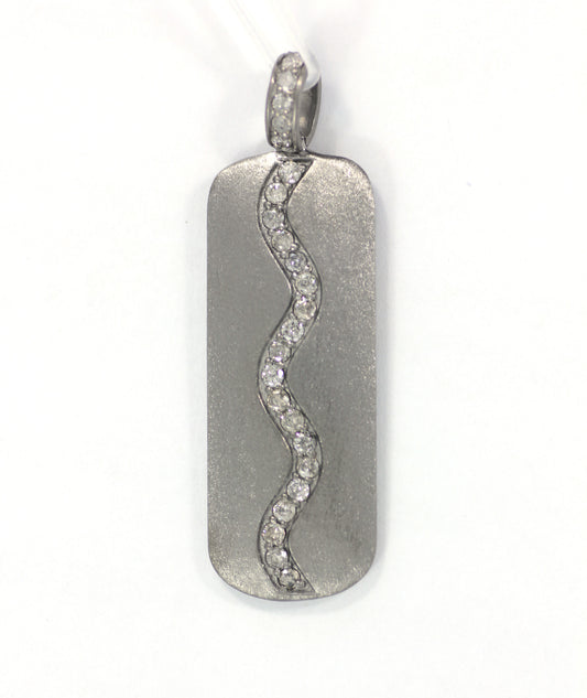 Rectangle shape Silver Pave Diamond Pendant