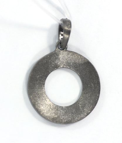 Silver Pave Diamond Pendant .925 Oxidized Sterling Silver Diamond Pendant, Genuine handmade pave diamond Pendant Size 25 MM