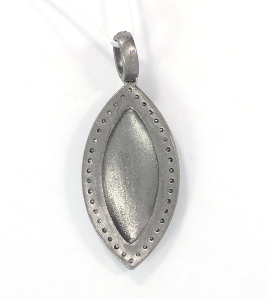 Silver Pave Diamond Pendant .925 Oxidized Sterling Silver Diamond Pendant, Genuine handmade pave diamond Pendant Size 35x25 MM
