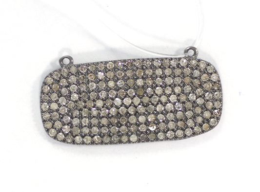 Silver Pave Diamond Pendant .925 Oxidized Sterling Silver Diamond Pendant, Genuine handmade pave diamond Pendant Size 16x32 MM
