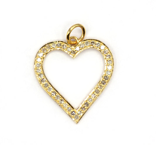 Solid 14k Gold Heart Diamond Pendants. 14k Solid Gold Diamond Pendants.